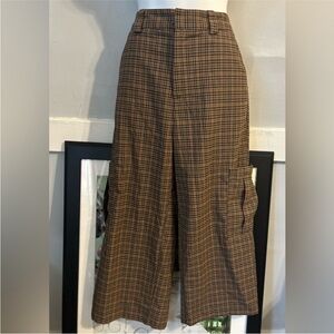 Urban Outfitters Brown Plaid Wide Leg Cargo Pants